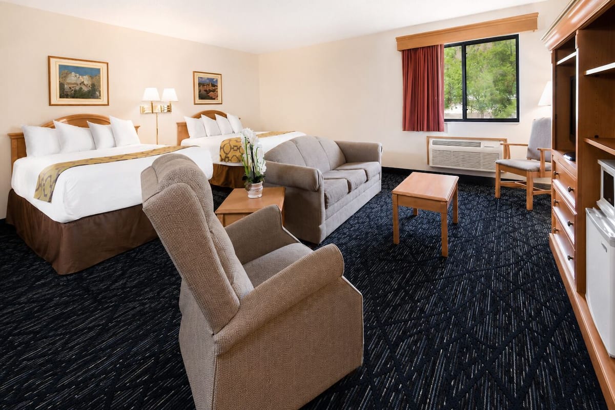 Studio Suite, 2 Queen Beds, Non Smoking | In-room safe, desk, laptop workspace, blackout drapes
