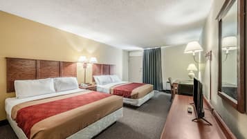 Standard Room, 2 Queen Beds, Non Smoking | Desk, laptop workspace, free cribs/infant beds, rollaway beds