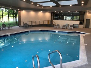Indoor pool, outdoor pool, open 6 AM to 11 PM, pool umbrellas