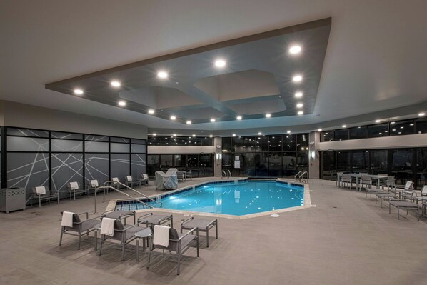 Indoor pool, outdoor pool, open 6 AM to 11 PM, pool umbrellas