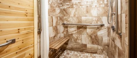 Room, 1 King Bed, Accessible, Non Smoking (Mobility Accessible) | Bathroom shower
