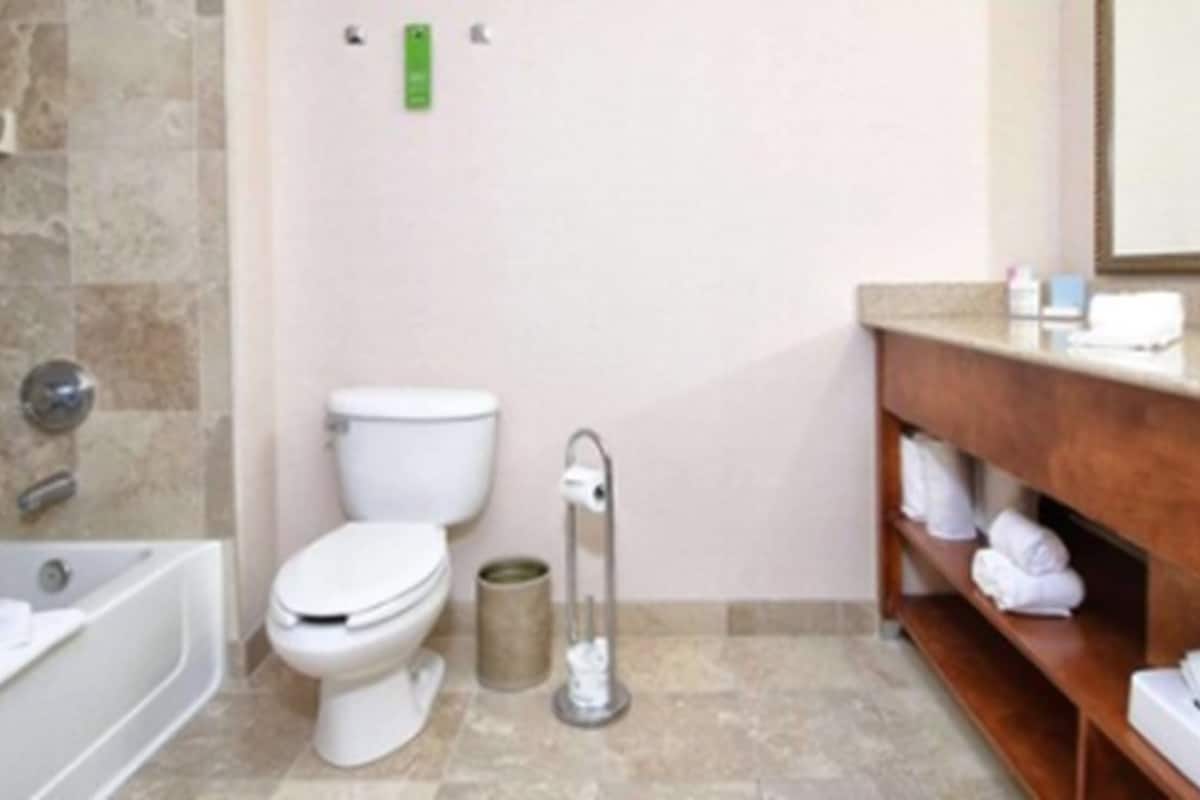 room, 1 king bed | bathroom | combined shower/bathtub, free toiletries, hair dryer, towels