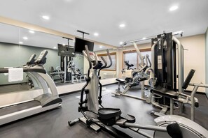 Stay fit on the go with our well-equipped gym featuring treadmills, elliptical trainers, and weight machines.