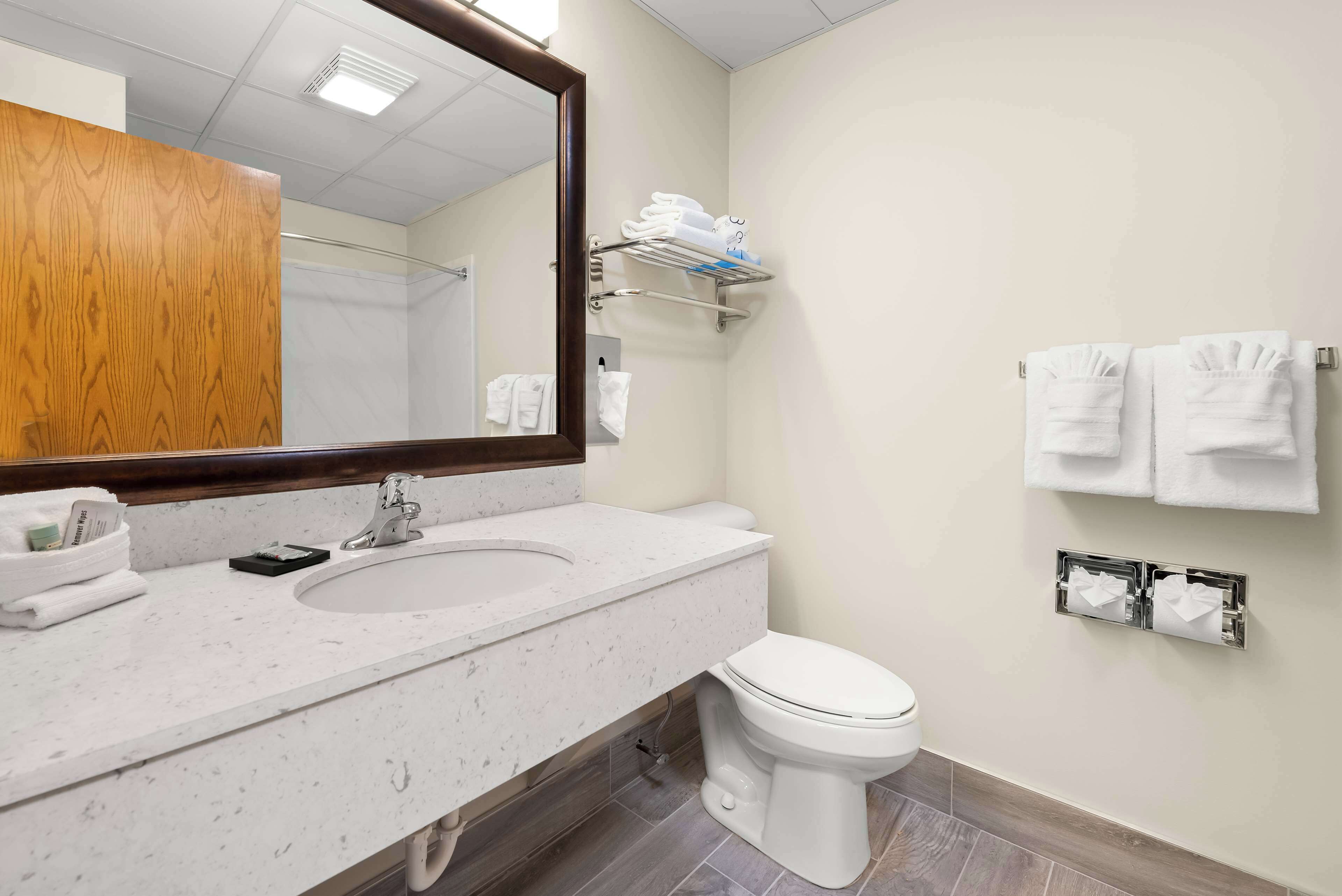 suite, 1 king bed, non smoking, refrigerator & microwave (with sofabed) | bathroom | combined shower/bathtub, free toiletries, hair dryer, towels