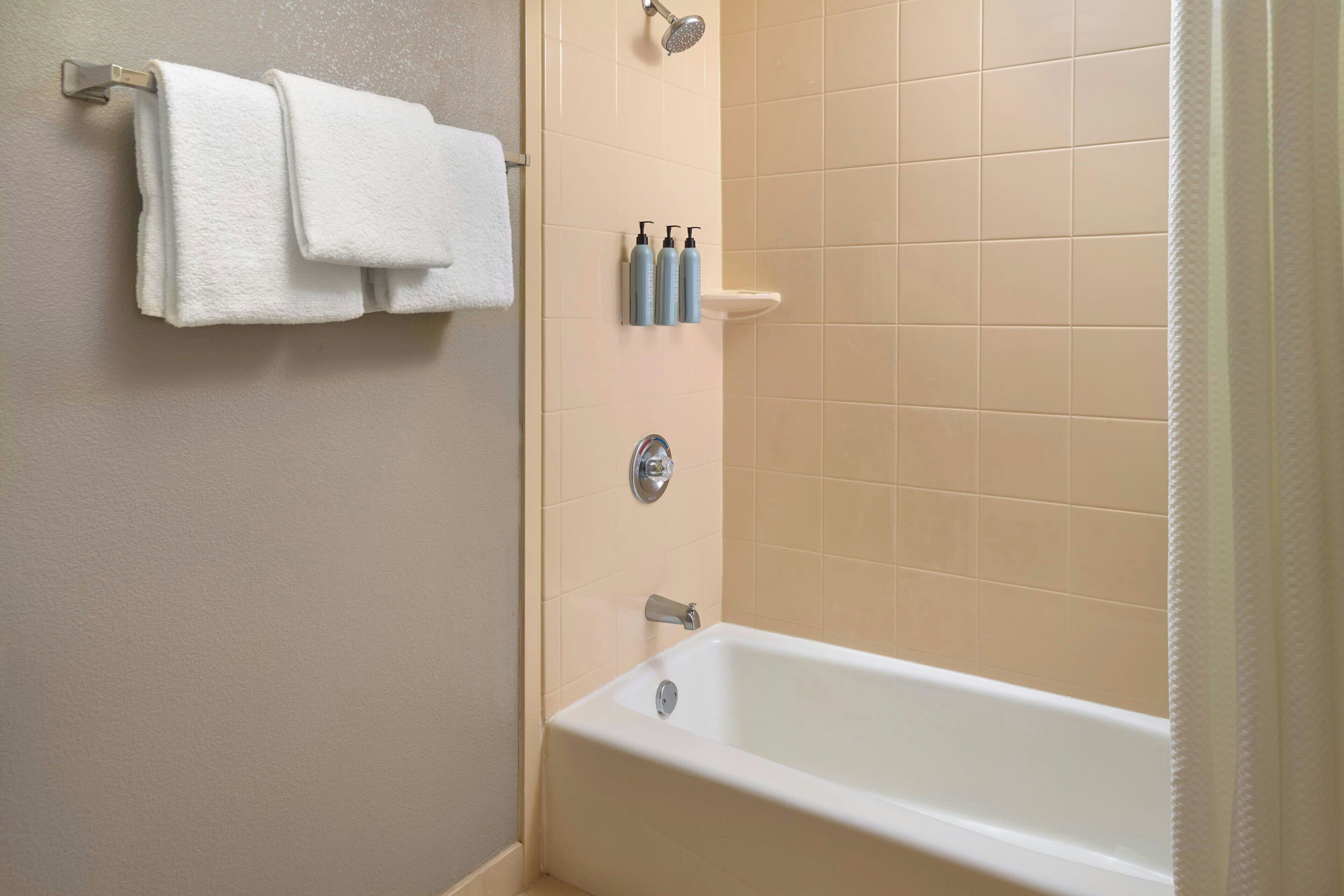 free toiletries, hair dryer, towels