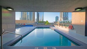 Outdoor pool, sun loungers