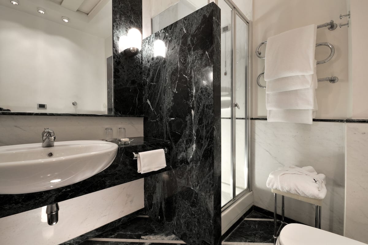 free toiletries, hair dryer, bathrobes, slippers