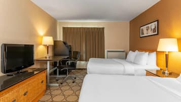 Premium bedding, pillowtop beds, desk, blackout drapes