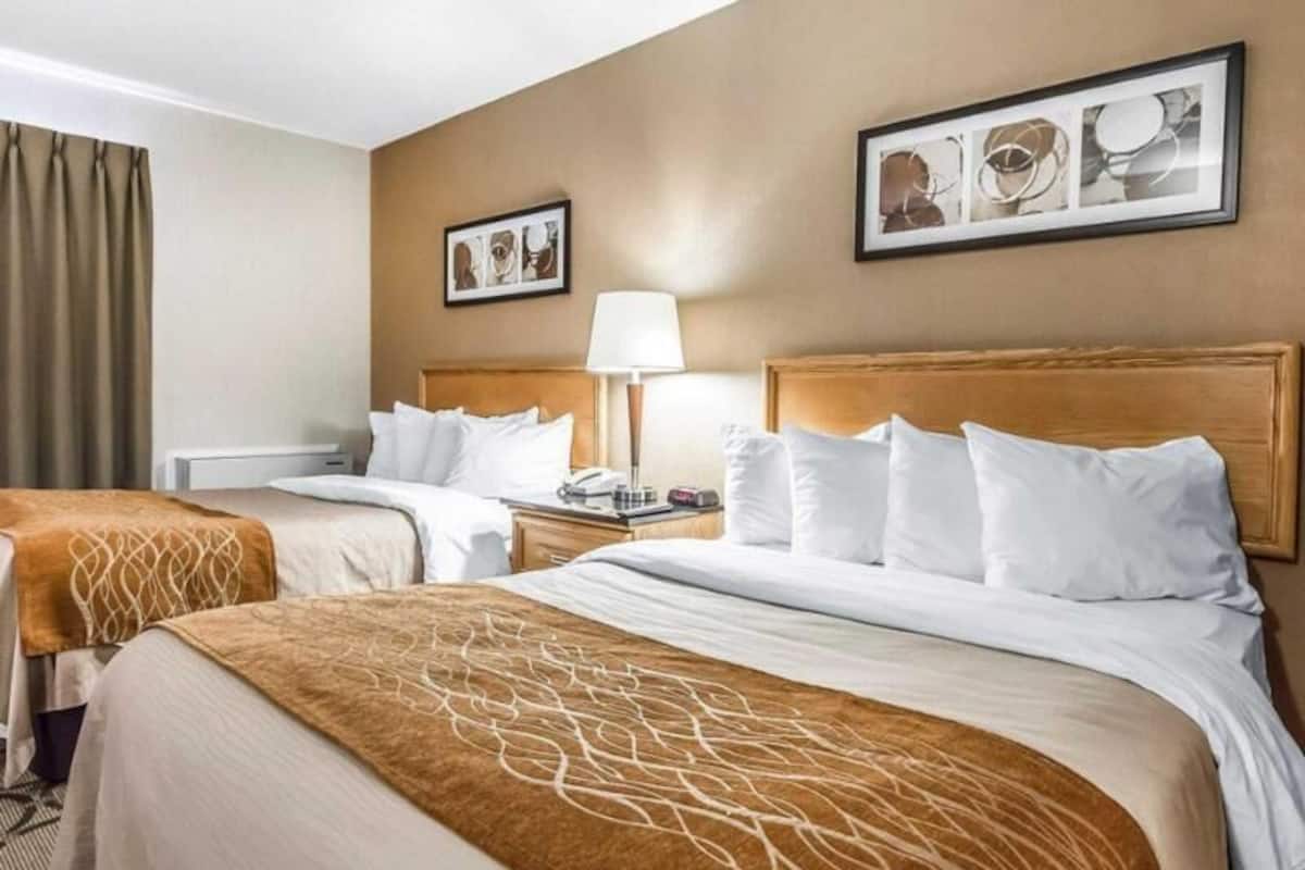 Premium bedding, pillow-top beds, desk, blackout curtains