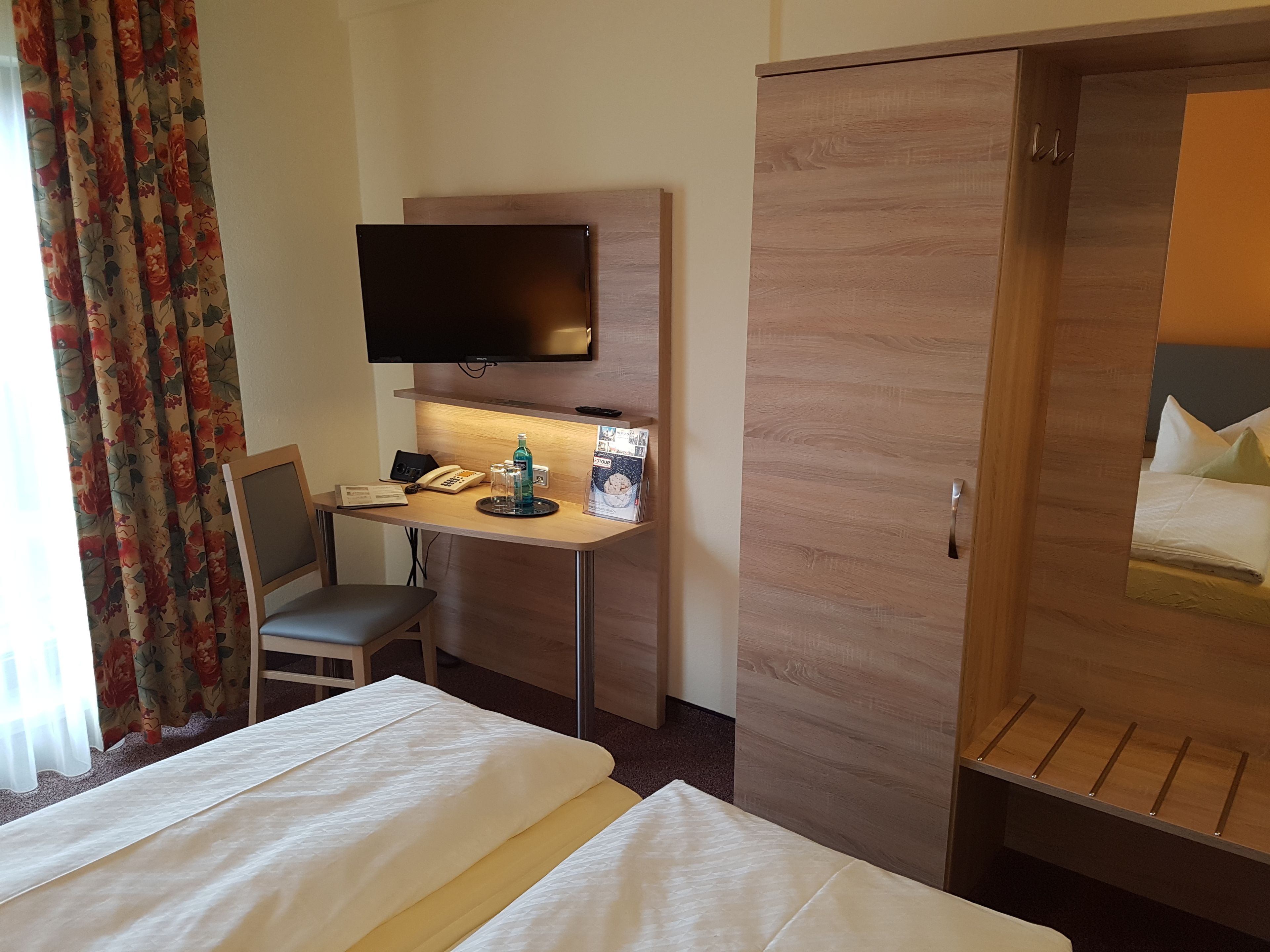 1 bedroom, desk, blackout curtains, iron/ironing board