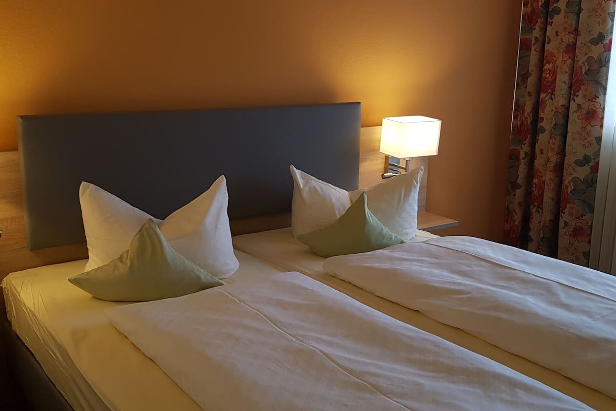 1 bedroom, desk, blackout curtains, iron/ironing board