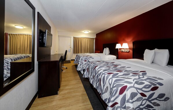 Deluxe Room, 2 Double Beds (Smoke Free) | Desk, blackout curtains, iron/ironing board, free cots/infant beds