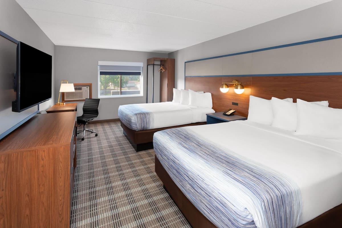 Room, 2 Queen Beds, Non Smoking | 1 bedroom, desk, laptop workspace, blackout drapes