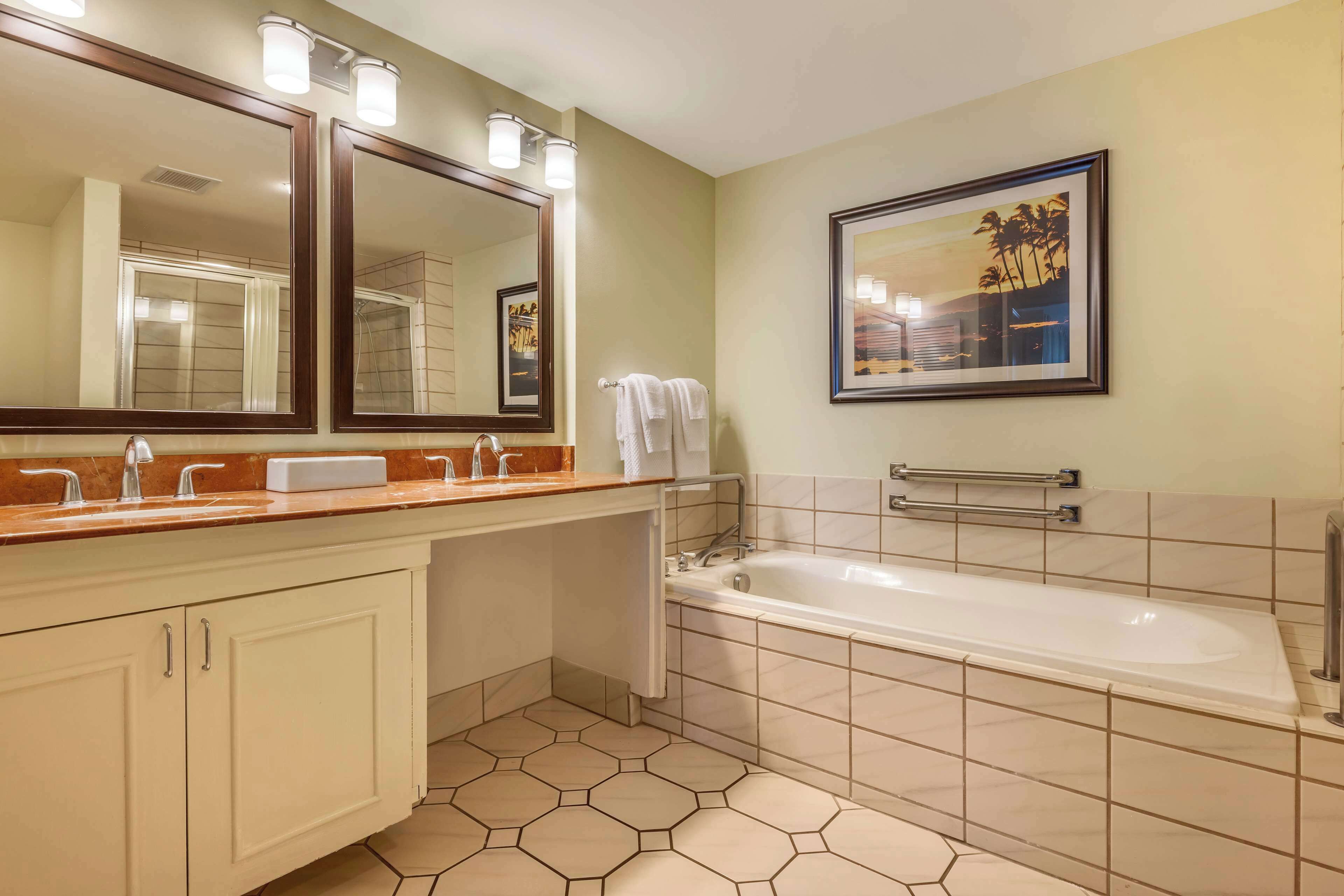 separate bathtub and shower, deep-soaking bathtub, free toiletries