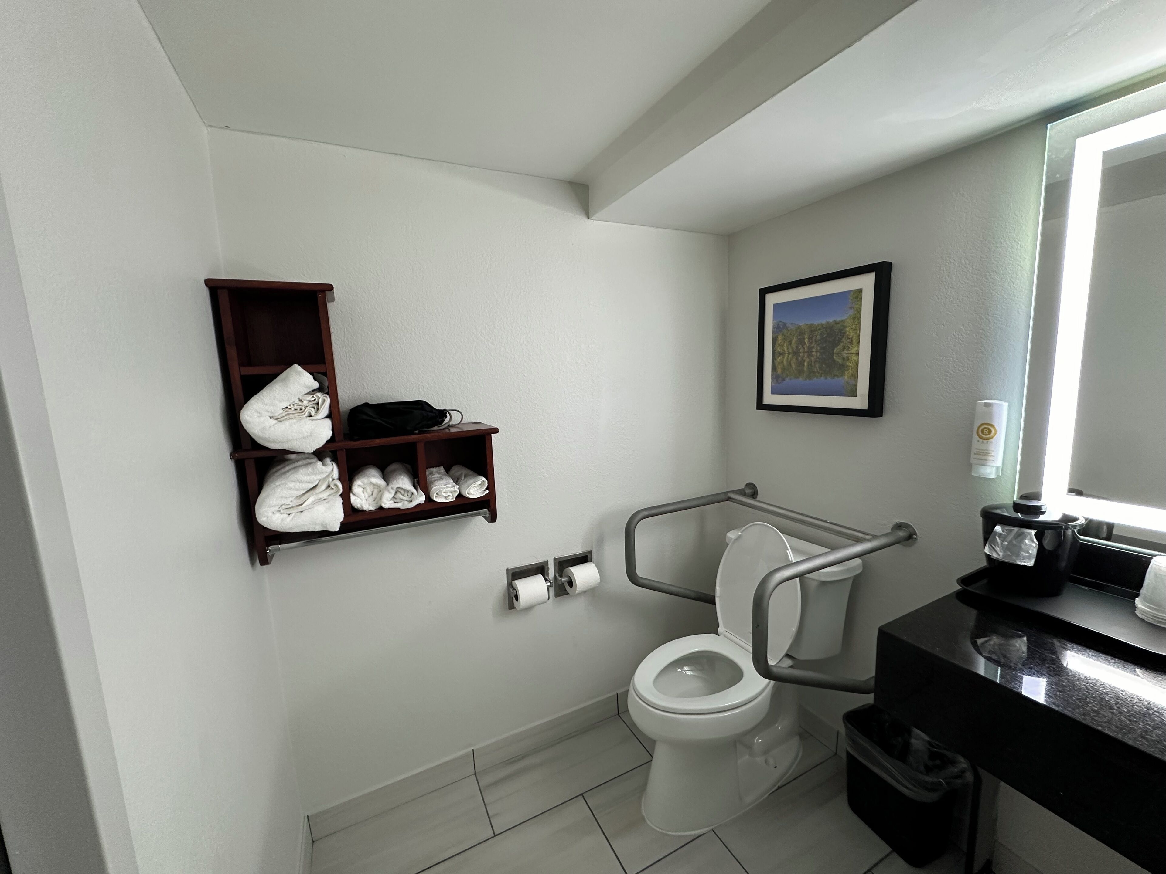 room, 1 king bed, accessible, non smoking | bathroom | combined shower/bathtub, hair dryer, towels