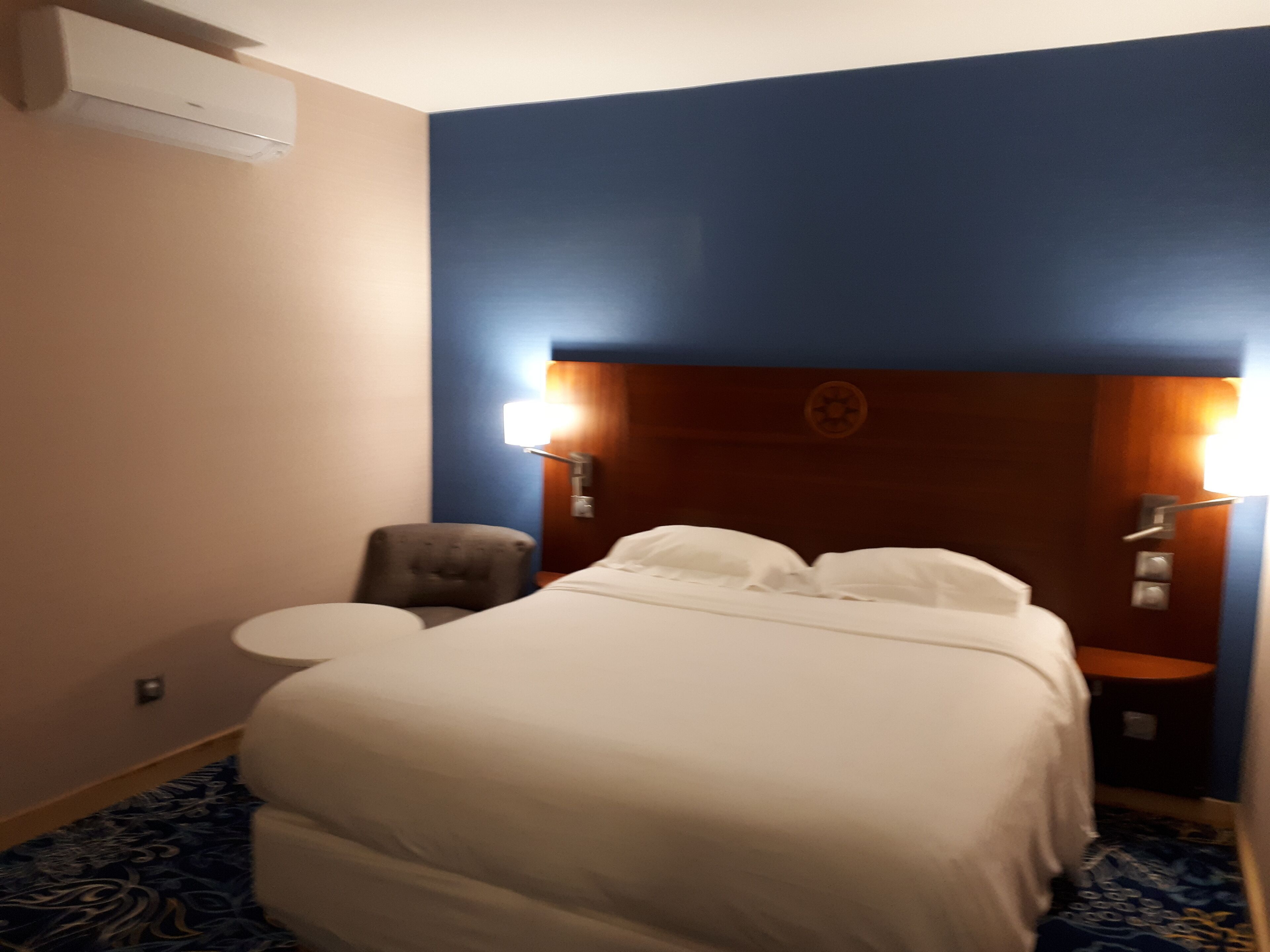 Premium bedding, pillowtop beds, desk, laptop workspace