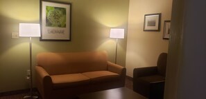Desk, laptop workspace, blackout curtains, soundproofing