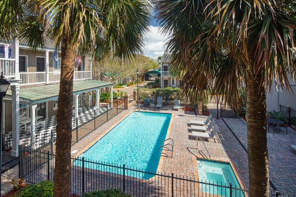 Outdoor pool, open 9:00 AM to 10 PM, sun loungers