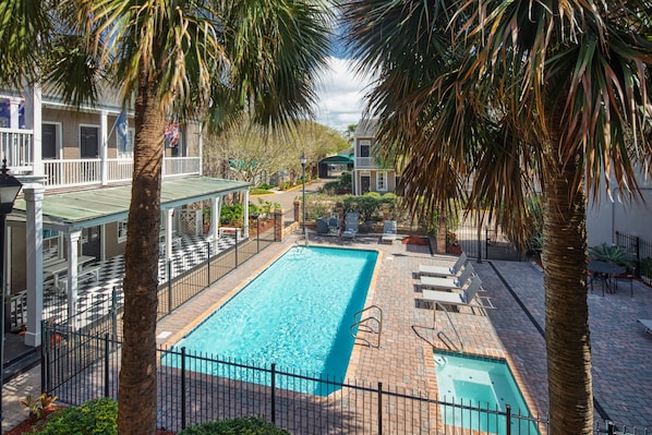 Outdoor pool, open 9:00 AM to 10 PM, sun loungers