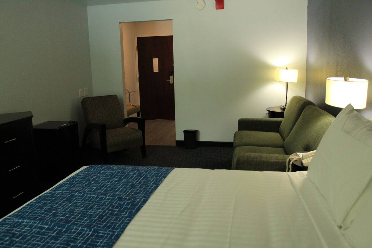 Premium bedding, pillowtop beds, blackout drapes, iron/ironing board