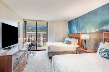 In-room safe, desk, iron/ironing board, free cribs/infant beds at Courtyard by Marriott King Kamehamehas Kona Beach Hotel