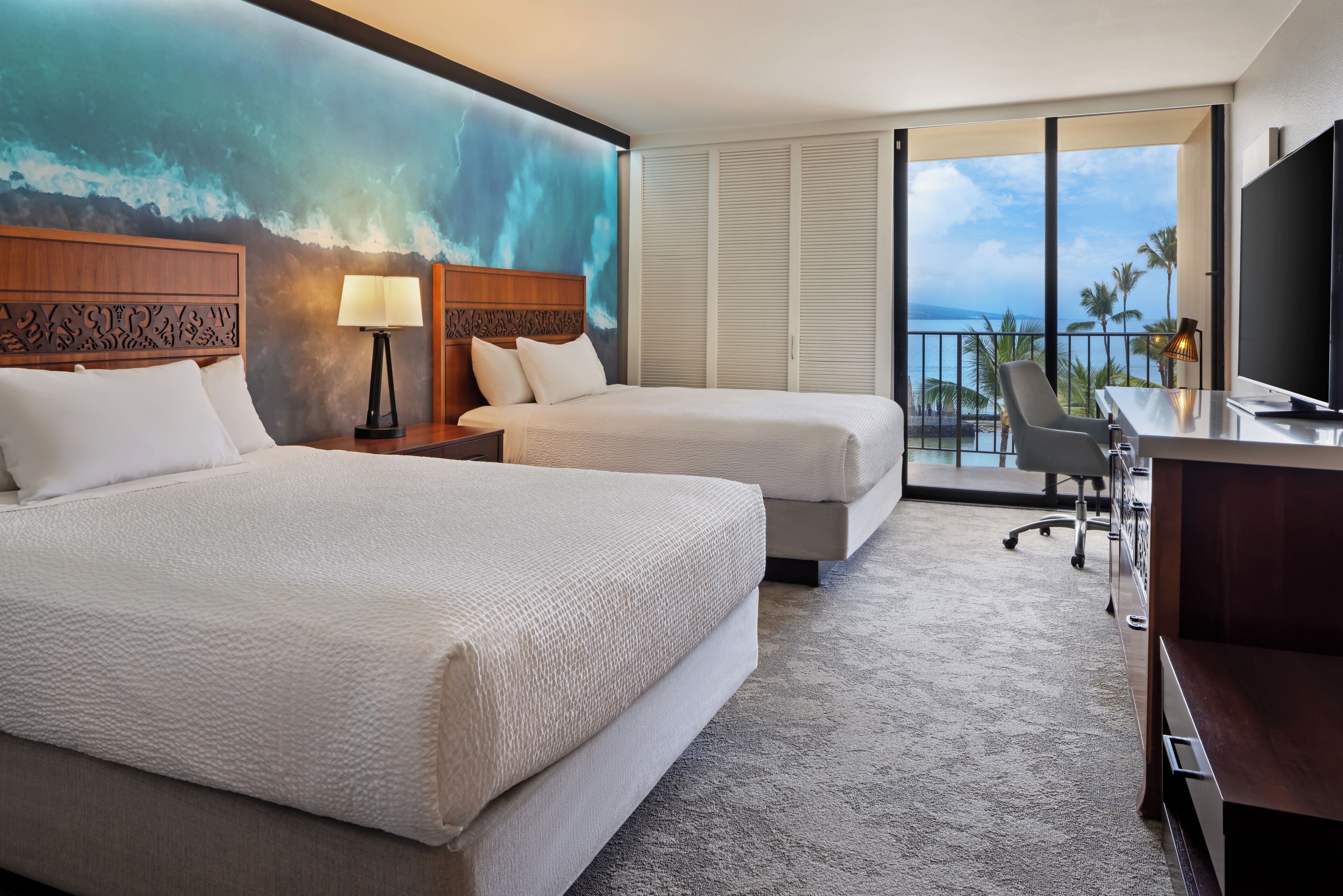 Room, 2 Queen Beds, Balcony, Oceanfront (Oceanfront) | In-room safe, desk, iron/ironing board, free cots/infant beds