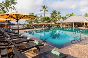 Outdoor pool, pool umbrellas