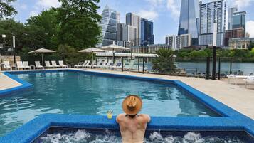 Outdoor pool, open 9:00 AM to 10:00 PM, cabanas (surcharge)