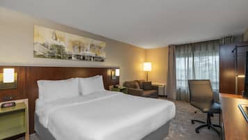 Premium bedding, pillowtop beds, desk, blackout drapes