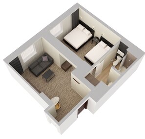 Room (2 Double Beds & Sofa bed, High Floor) | Premium bedding, in-room safe, desk, laptop workspace