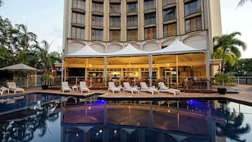 Lunch, dinner served; local cuisine, pool views
