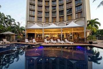 Lunch, dinner served; local cuisine, pool views 