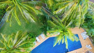 Outdoor pool, pool loungers
