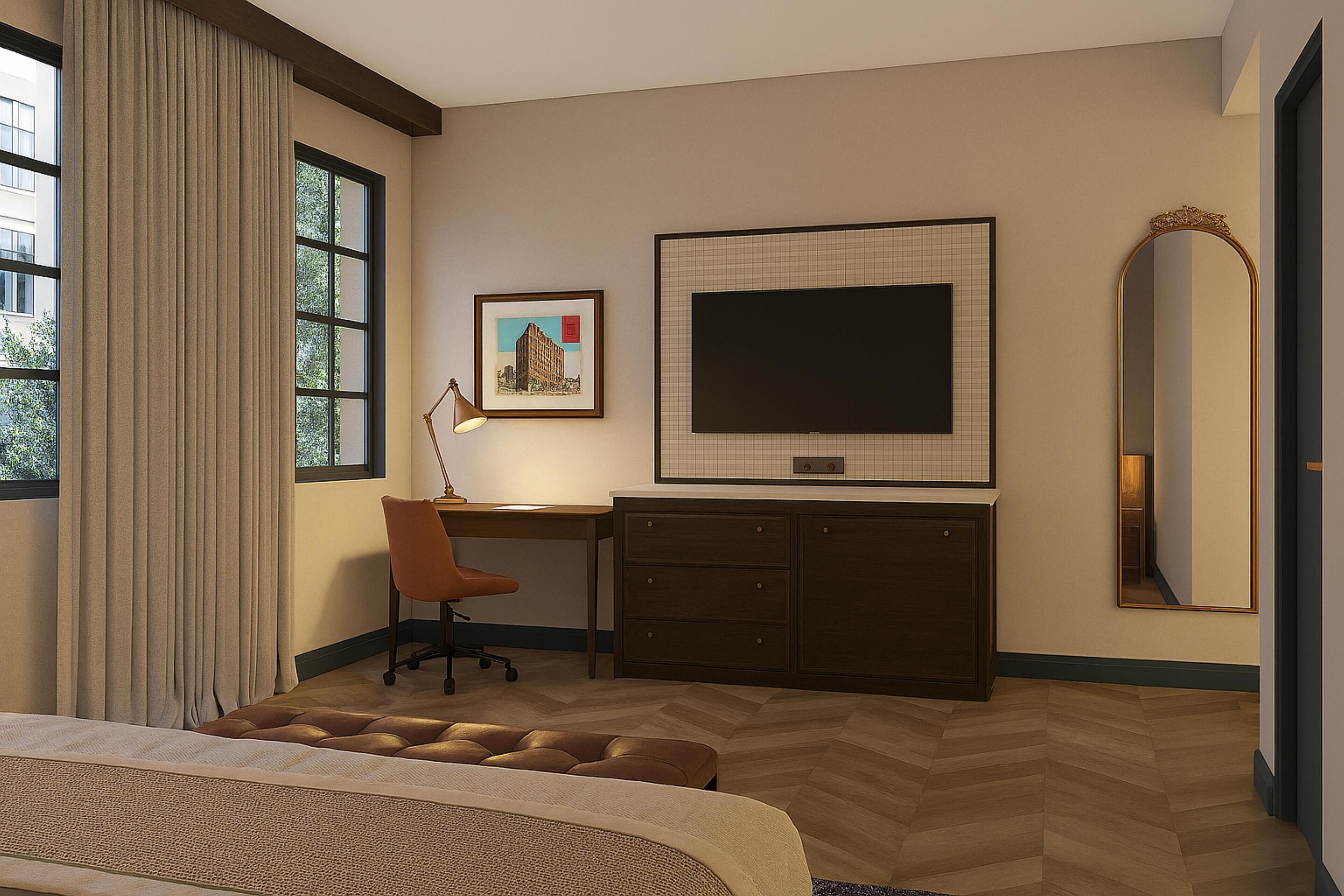 Desk, free WiFi, bed sheets