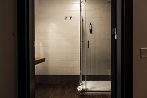 Shower, eco-friendly toiletries, hair dryer, bidet