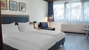 Hypo-allergenic bedding, in-room safe, desk, iron/ironing board