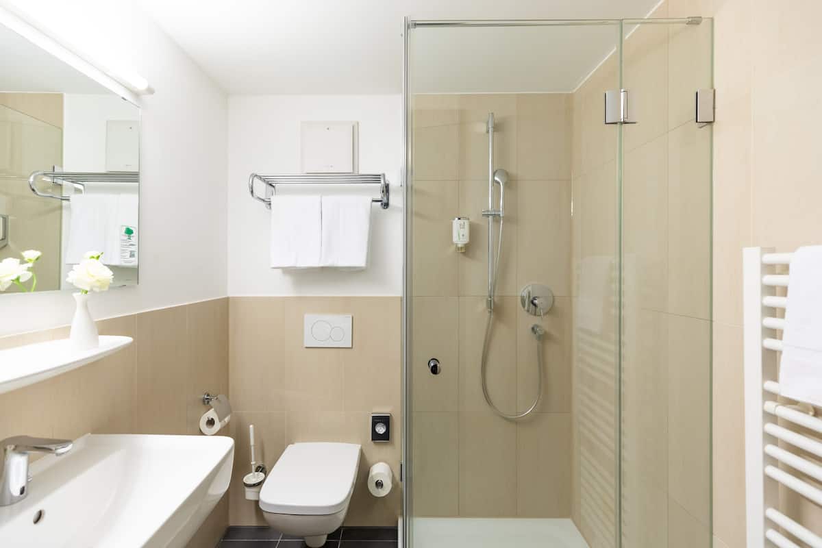 Free toiletries, hair dryer, towels