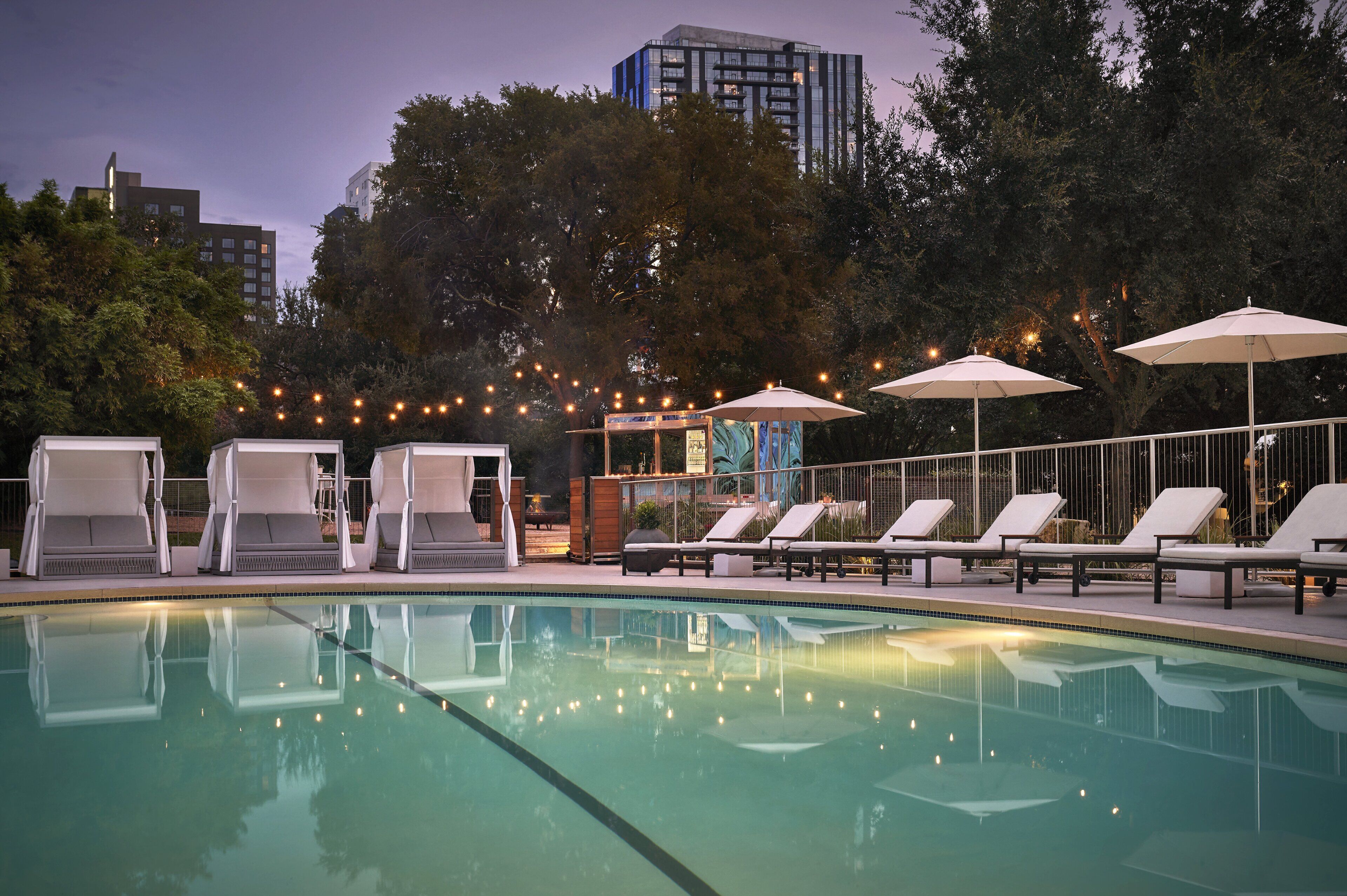 outdoor pool, free pool cabanas, pool umbrellas