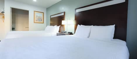 Standard Room, 2 Queen Beds, Non Smoking (Transfer Tub) | Pillowtop beds, desk, laptop workspace, iron/ironing board