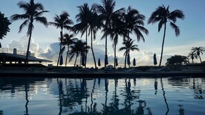 Outdoor pool, pool umbrellas