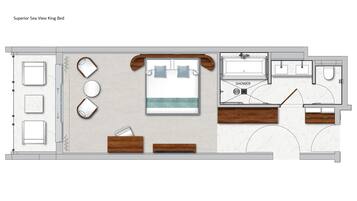 Superior kamer, 1 kingsize bed, uitzicht op zee | Luxe beddengoed, een minibar, een kluis op de kamer, een bureau