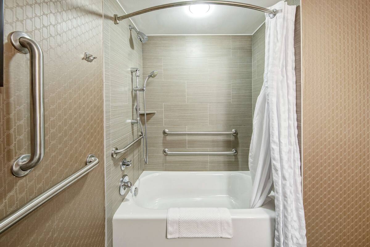 free toiletries, hair dryer, towels, soap