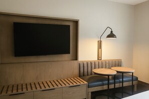 Premium bedding, pillowtop beds, laptop workspace, iron/ironing board