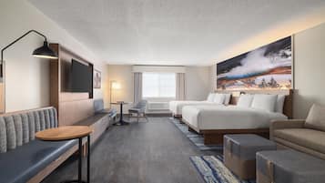 Premium bedding, pillowtop beds, laptop workspace, iron/ironing board