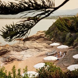 Private beach, white sand, sun-loungers, beach umbrellas