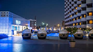 Outdoor pool, open 8:00 AM to 8:00 PM, free pool cabanas, pool umbrellas