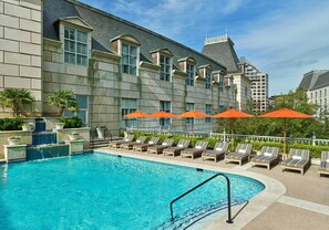 Outdoor pool, pool loungers