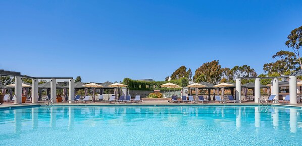 Outdoor pool, sun loungers