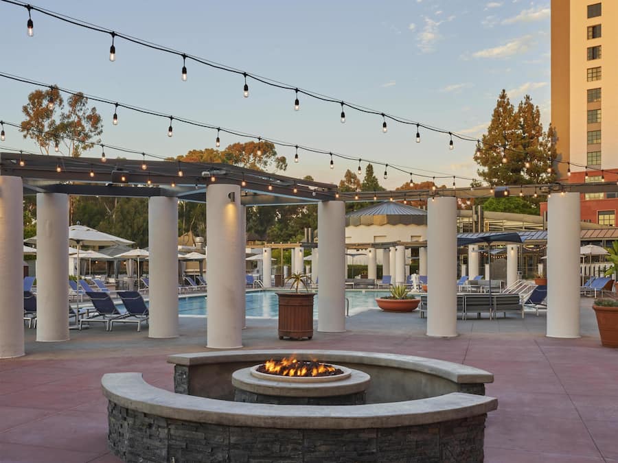 Outdoor pool, sun loungers