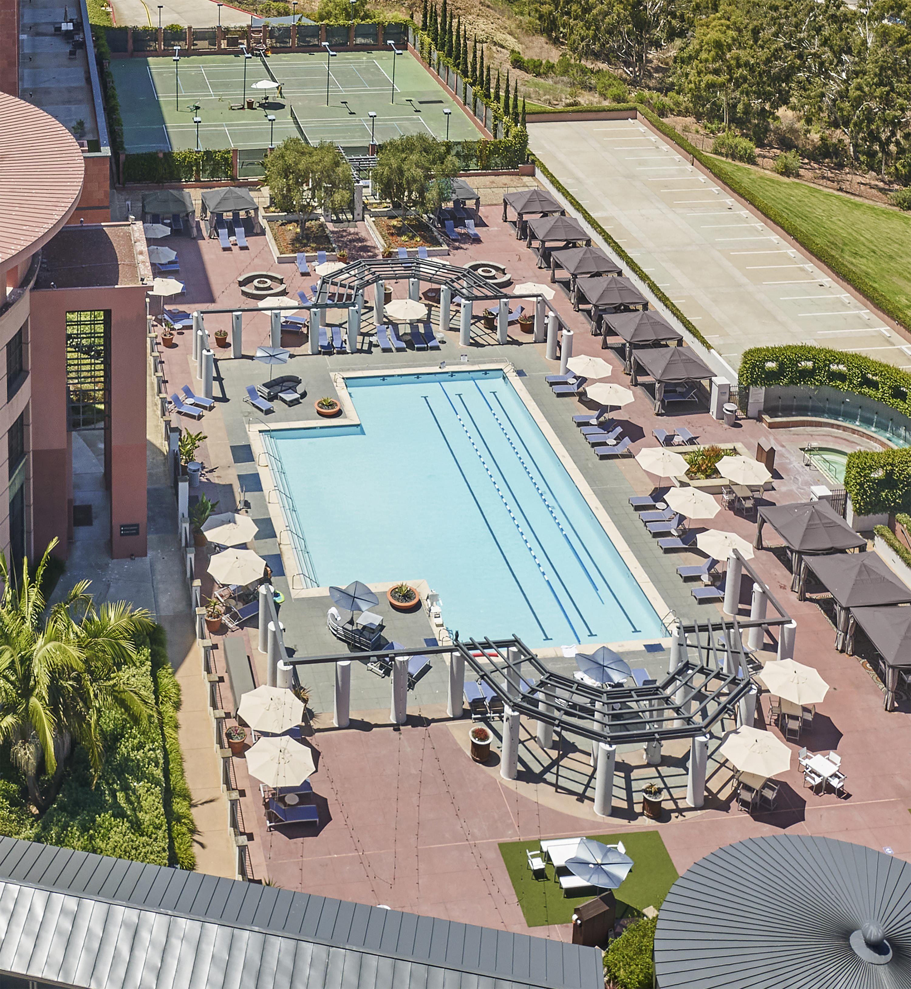 Outdoor pool, pool loungers